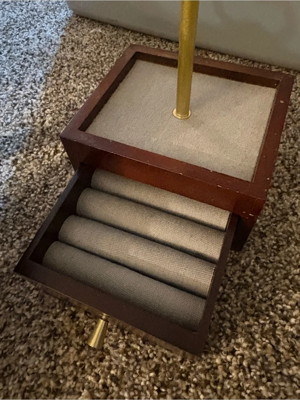 Gold and Brown Jewelry Stand with Drawer - Elegant Display Organizer